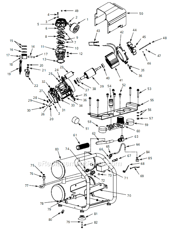 Page A Diagram and Parts List for HL5403 2008 Campbell Hausfeld Compressor